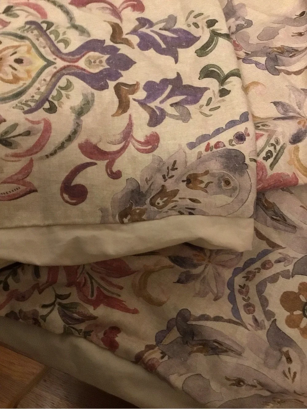 Pottery Barn Duet cover paisley print top & plain underneath SZ 92x88” cotton